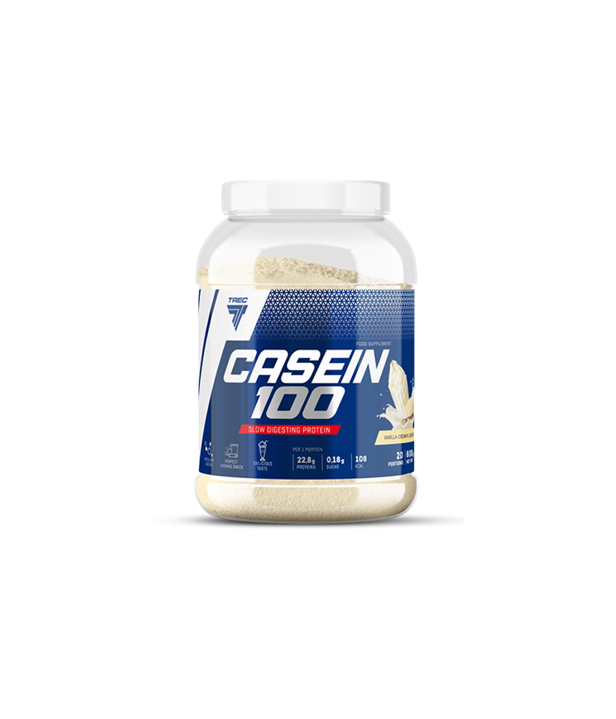 CASEIN 100   600g  JAR CREAMY-VANILLA – low-calorie product from TREC NUTRITION, buy in Bombbar