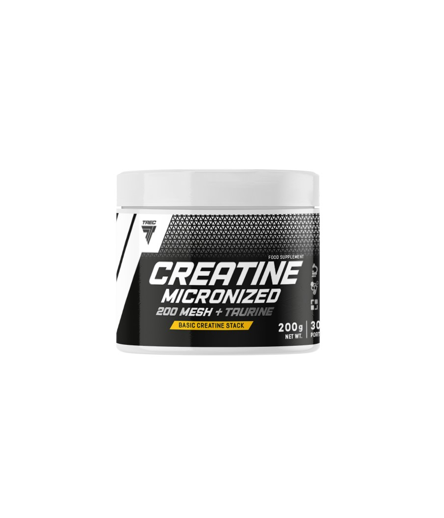 CREATINE MICRONIZED 200 MESH + TAURINE 200g JAR – low-calorie product from TREC NUTRITION, buy in Bombbar