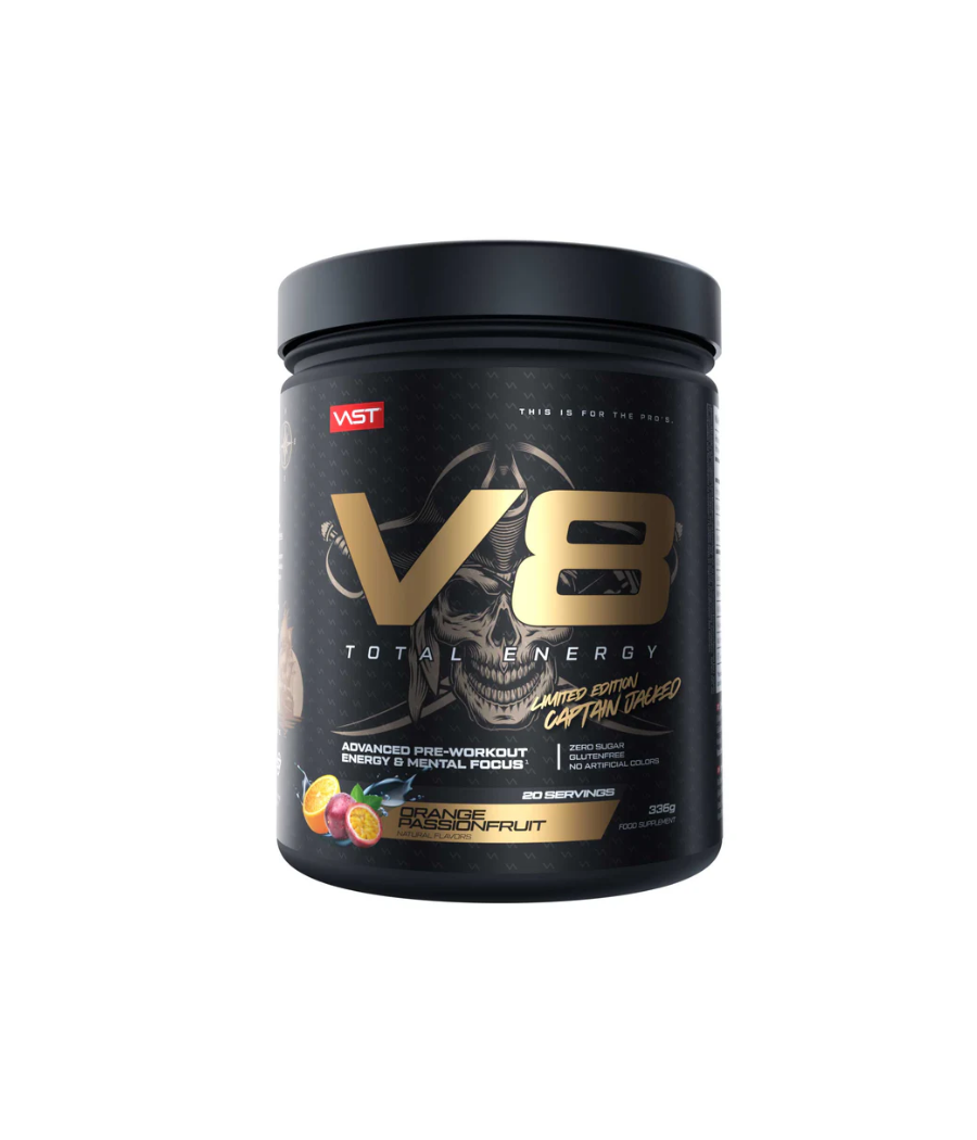 VAST V8 NITRO ULTIMATE PUMP & FOCUS BOOSTER ORANGE PASSIONFRUIT 336 GR – low-calorie product from VAST, buy in Bombbar