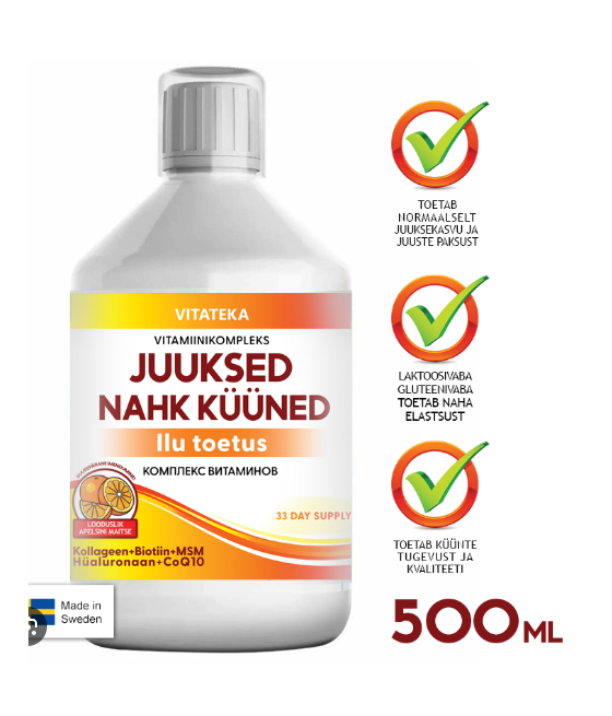 Vitaminiinikompleks "Juuksed Nahk Küüned" 500 ml  - VITATEKA