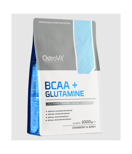 BCAA + Glutamiin Maasika Marjamaitsega "OstroVit", 1000 g