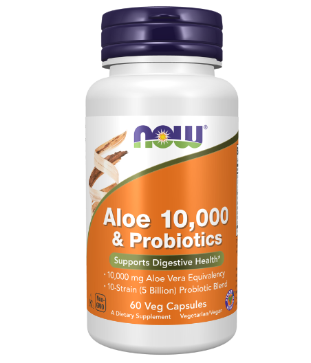 Aloe 10,000 & Probiotics "Now Foods", 60 veg kapslit