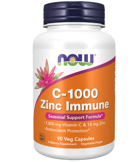 NOW C-1000 Zinc Immune - 90 веган капсул