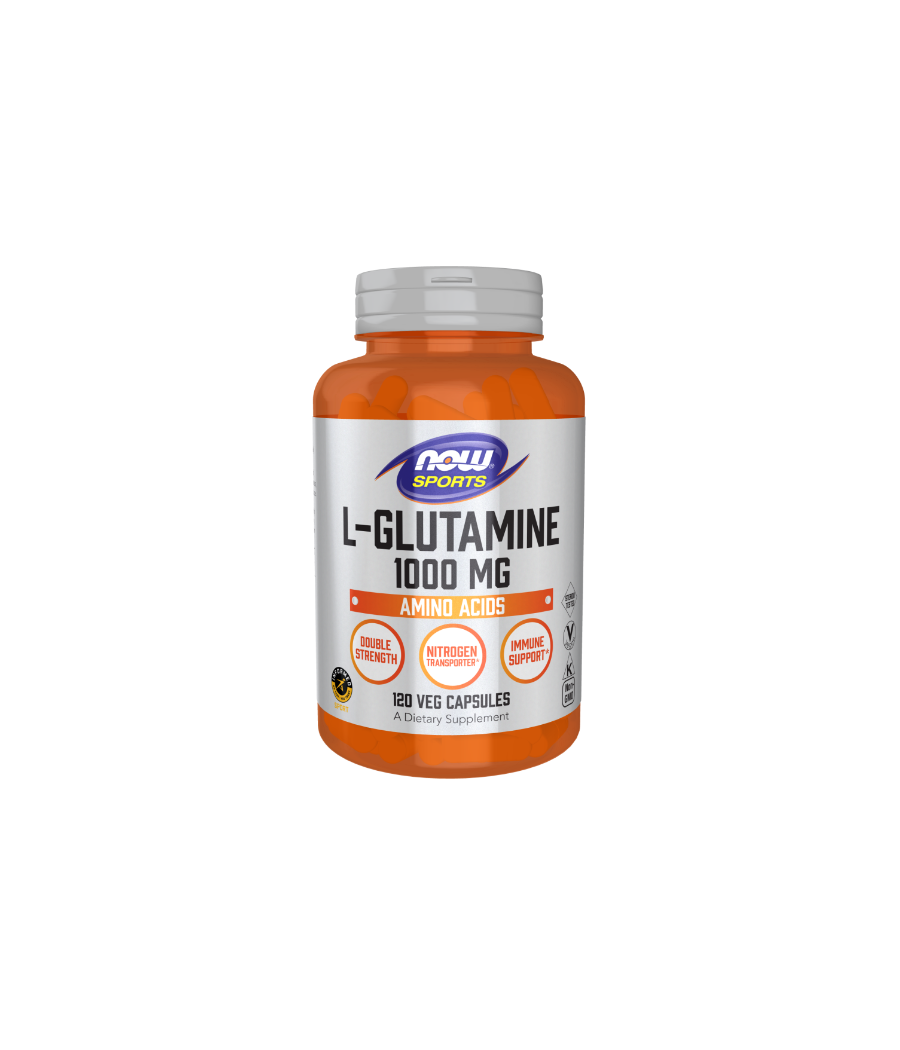 NOW L-Glutamine, 1000mg - 120 veg capsules – low-calorie product from NOW, buy in Bombbar