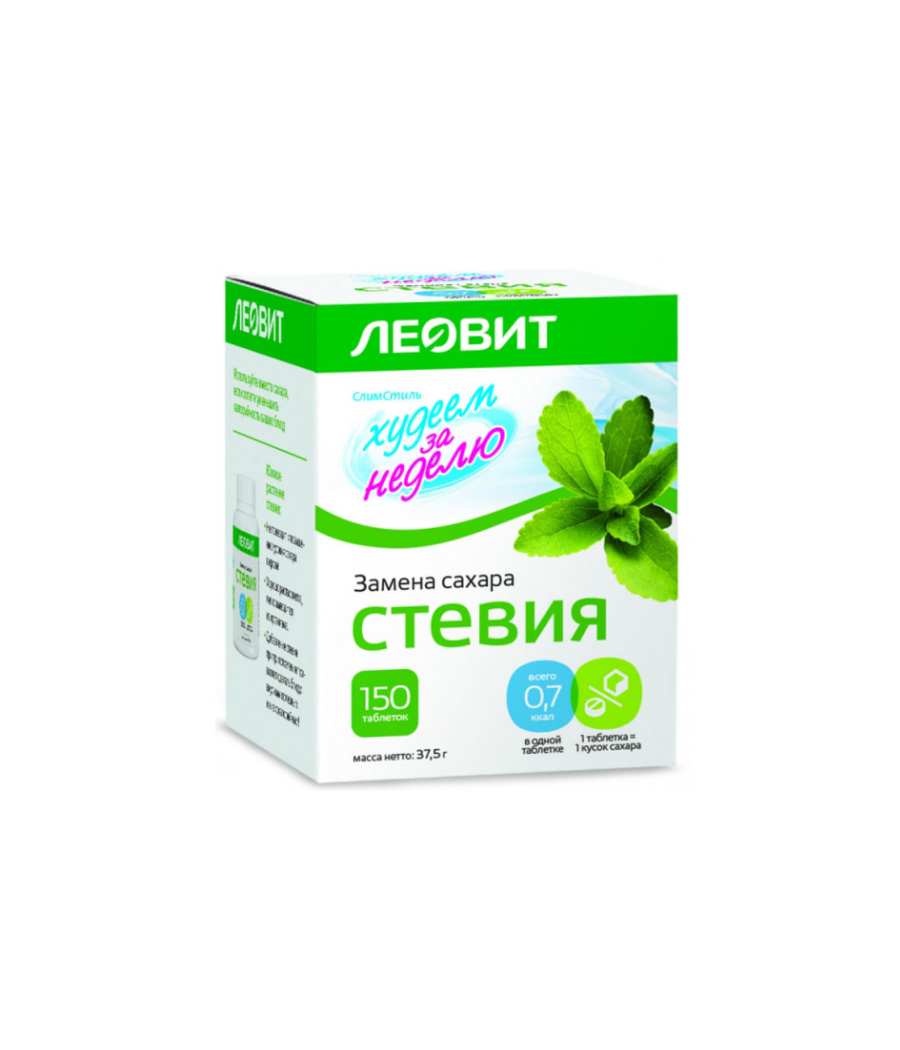 SUHKRUASENDAJA STEEVIA TABLETID N150 37,5G LEOVIT – low-calorie product from ЛЕОВИТ, buy in Bombbar