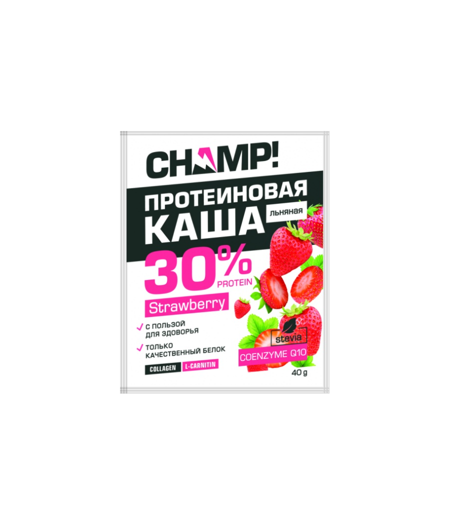 Каша протеиновая льняная Клубничная с коэнзимом Q10. Пакет 40 г – low-calorie product from ЛЕОВИТ, buy in Bombbar