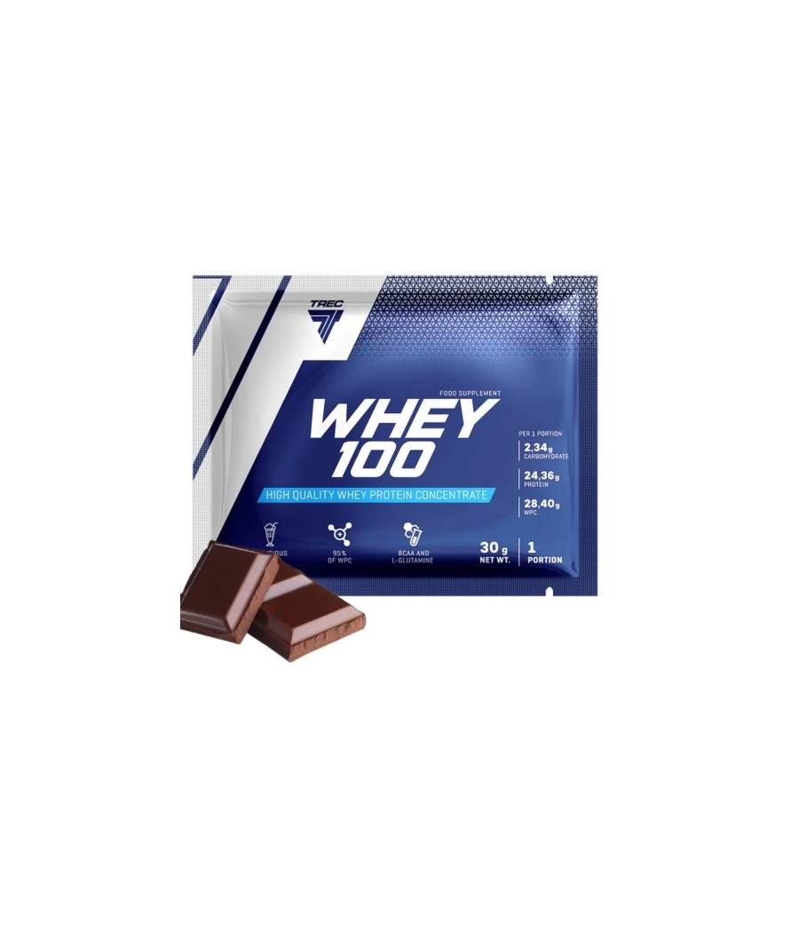 WHEY 100    30g CHOCOLATE – низкокалорийный продукт от TREC NUTRITION, купить в Bombbar