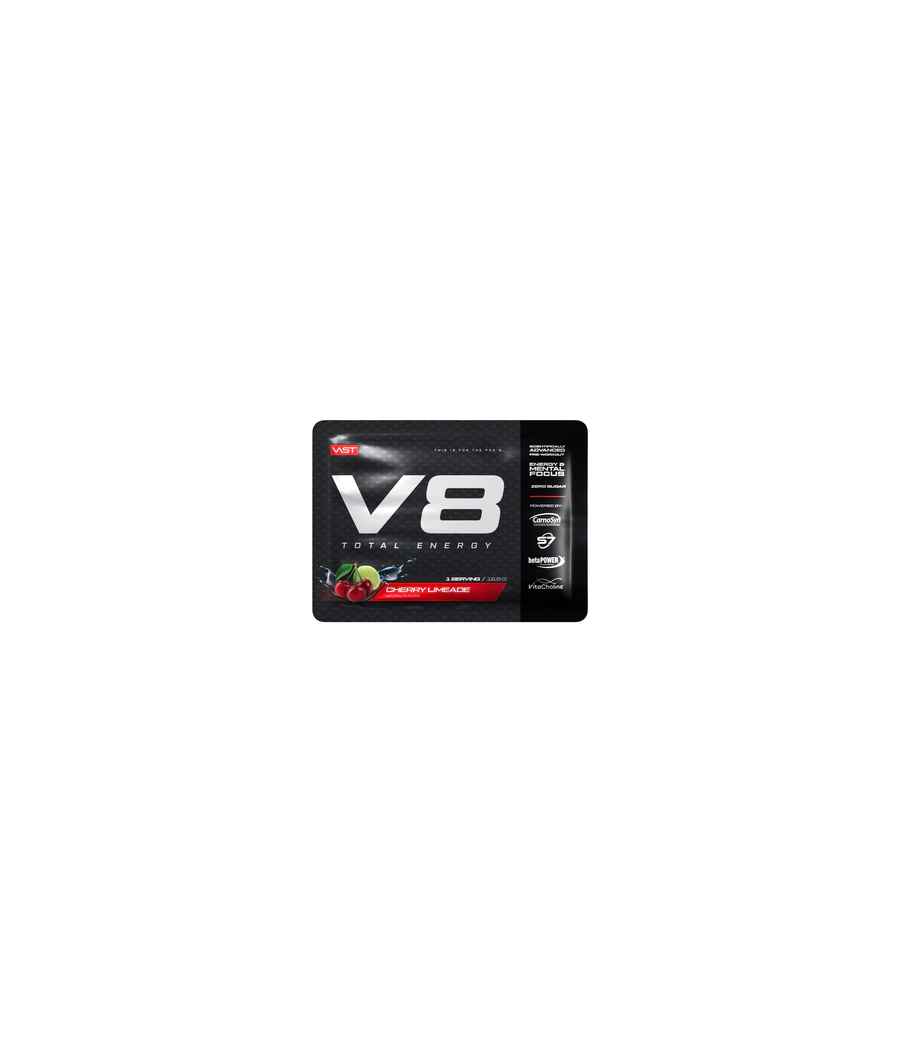 V8 Total Energy Preworkout Sample, Cherry Limeade 16,8g Sachet – низкокалорийный продукт от VAST, купить в Bombbar