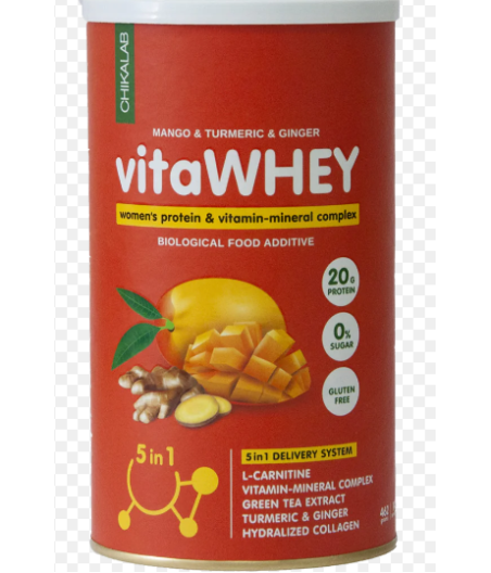 Proteiin-vitamiin-mineraalained Mango-ingveri-kurkumavalkude kokteil "Chikalab", 462 g