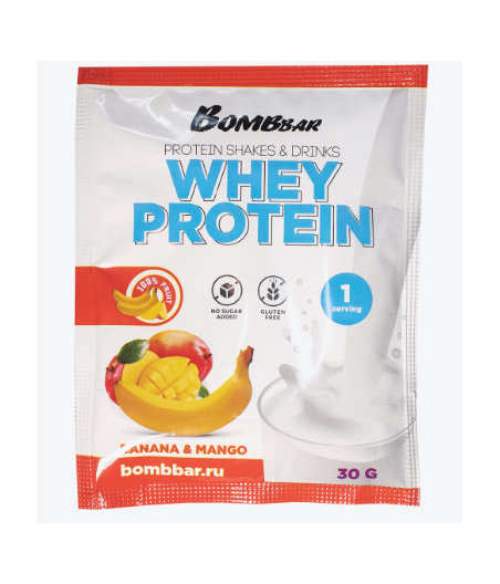 Whey Protein Banaani ja mango maitse "Bombbar", 30 g