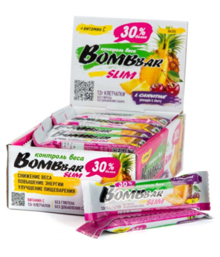 "BOMBBAR" proteiinibatoon Slim "Ananass ja kirsid", 35 g