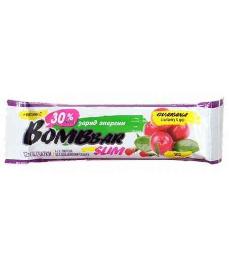 "BOMBBAR" proteiinibatoon Slim "Jõhvikas ja Goji marjad", 35 g