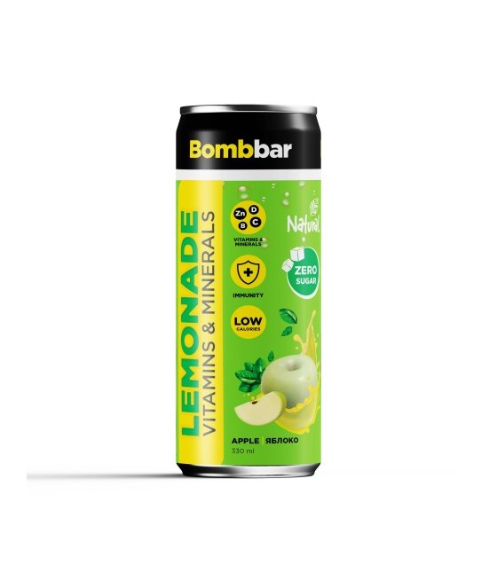 Lemonade with vitamins "Green Apple" Sugar-Free, 330 ml - BOMBBAR