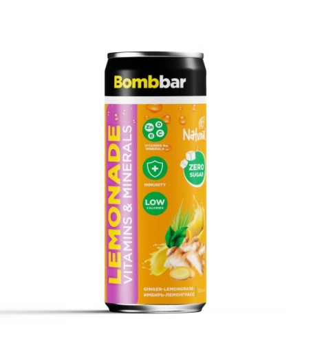 Lemonade with vitamins "Ginger-Lemongrass" Sugar-Free, 330 ml - BOMBBAR