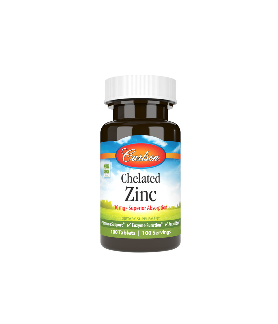 Chelated Zinc, 30mg, 100 tablets, Carlson – low-calorie product from Carlson, buy in Bombbar