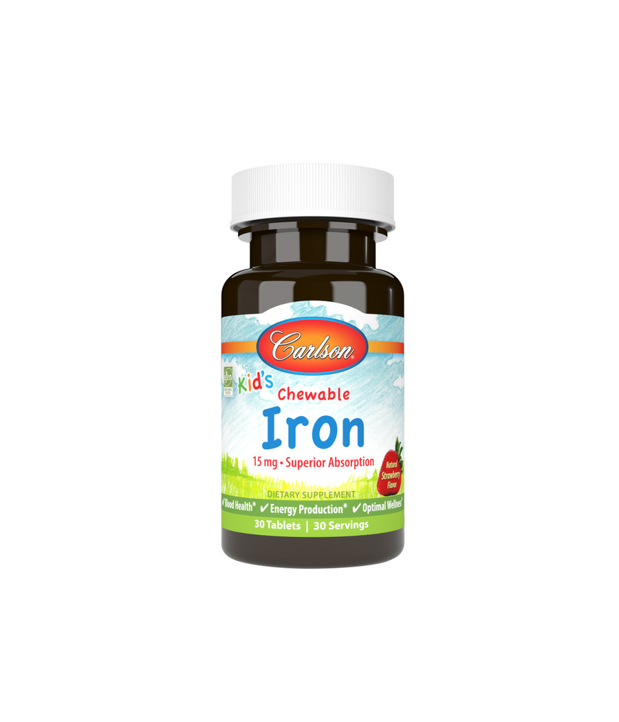 Kid's Chewable Iron, 15mg, Strawberry, N60, Carlson – low-calorie product from Carlson, buy in Bombbar