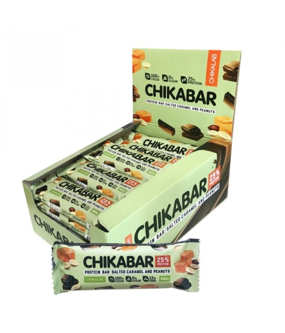 CHIKABAR "CHIKALAB" Glasuuritud batoon, soolane karamell ja maapähkel, 60 g.
