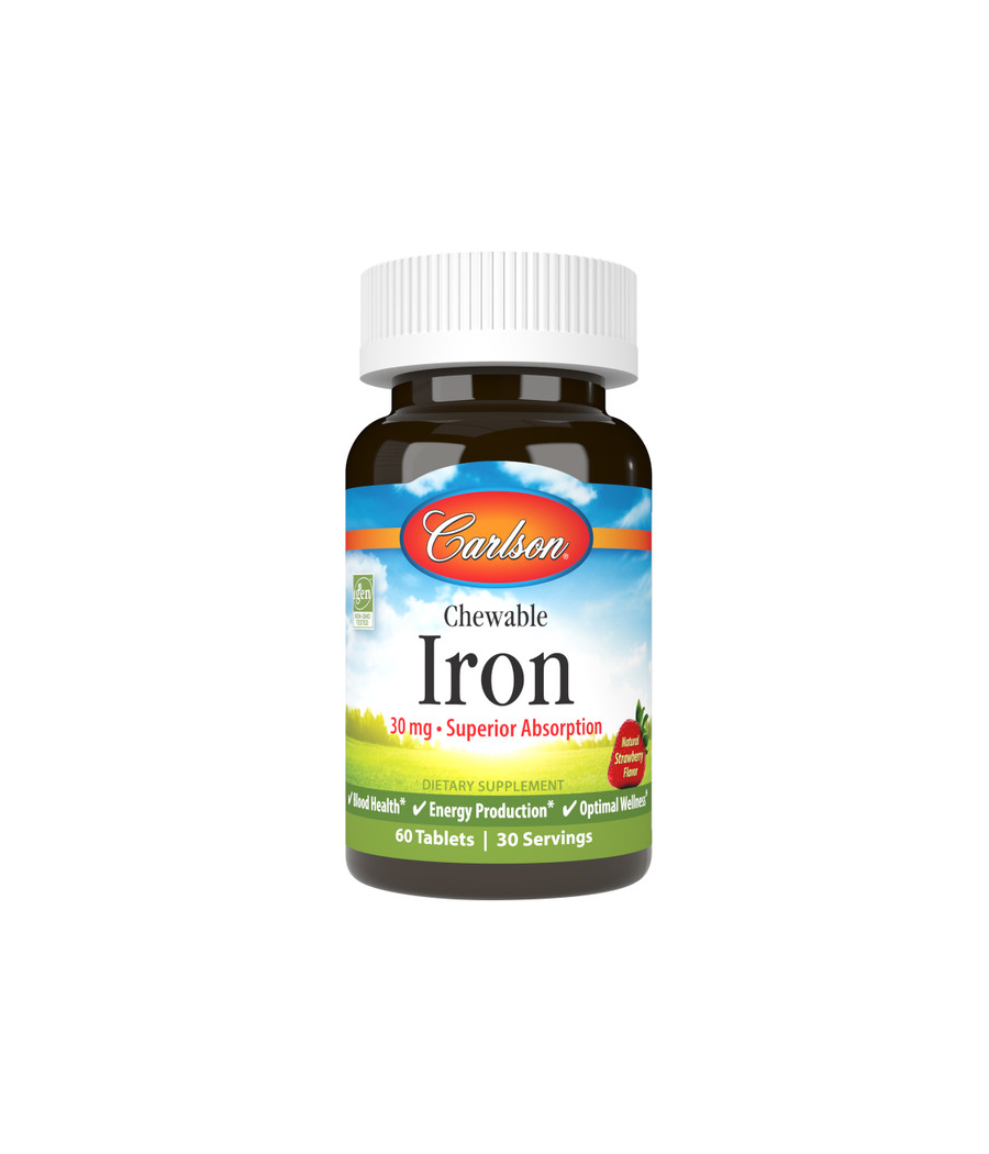 Iron Chewable, 30mg Strawberry, 60 tablets, Carlson – low-calorie product from Carlson, buy in Bombbar