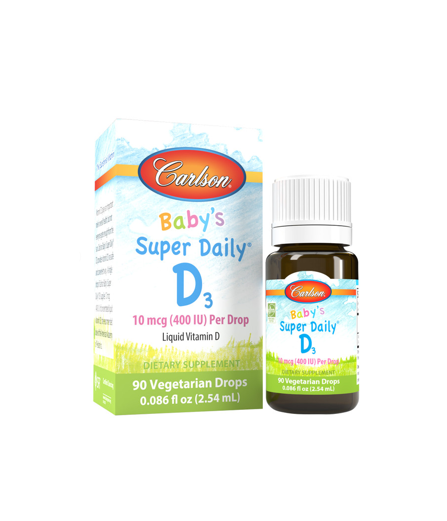 Витамин D Baby's Super Daily D3, 400 IU, 10 ml - Carlson – низкокалорийный продукт от Carlson, купить в Bombbar