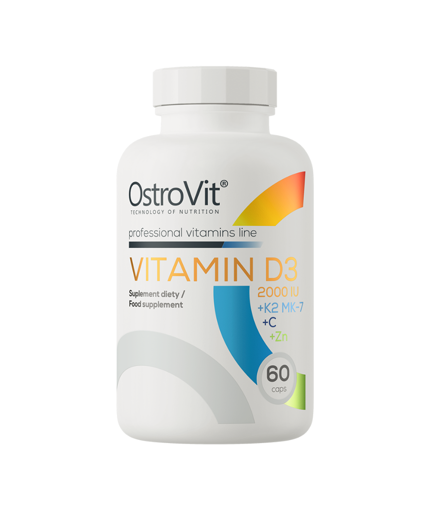 Vitamin D3 2000 IU + K2 MK-7 + C + Zinc, 60 capsules - OstroVit – low-calorie product from Ostrovit, buy in Bombbar