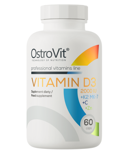 Vitamin D3 2000 IU + K2 MK-7 + C + Zinc, 60 capsules - OstroVit