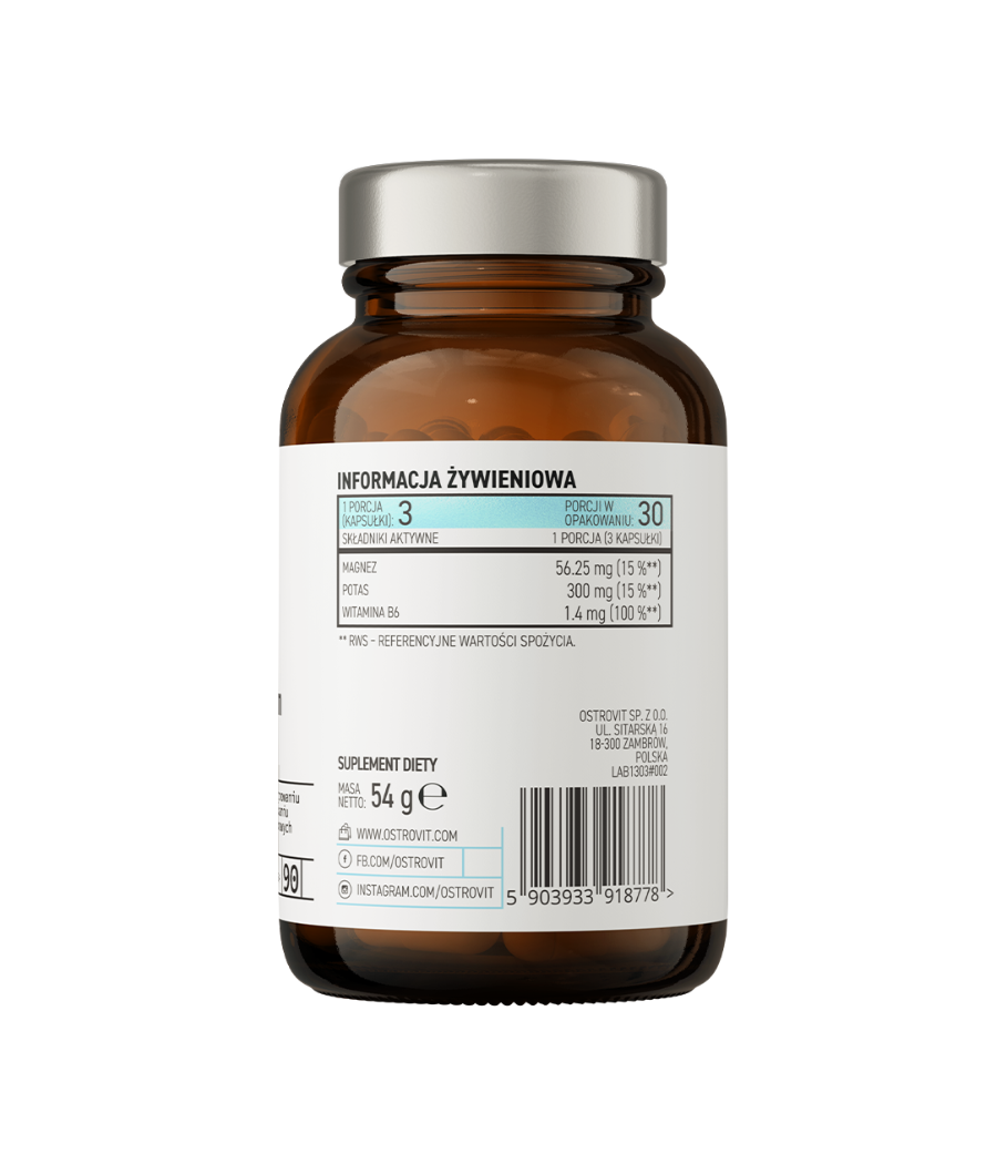 OSTROVIT PHARMA Magnesium Citrate + Potassium + B6 P-5-P 90 capslit – madala kalorsusega toode firmalt Ostrovit, osta Bombbar-ist