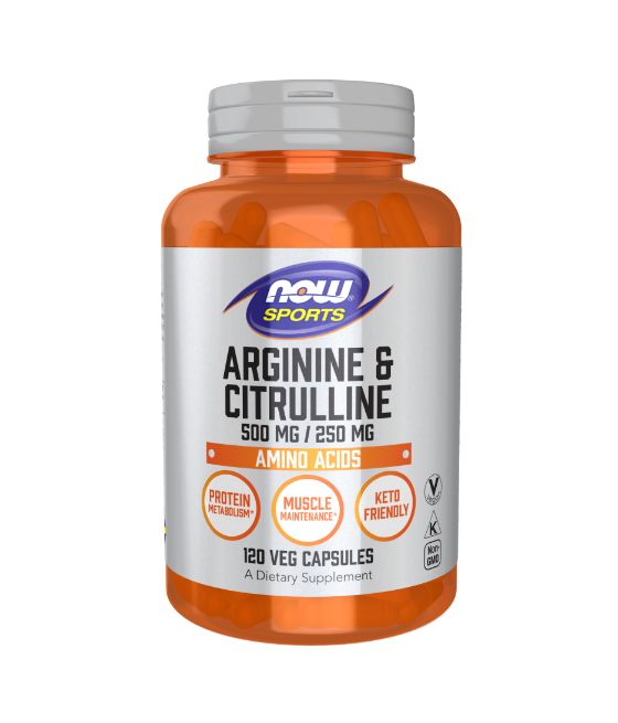 NOW Arginine & Citrulline 120 vegan kapslit