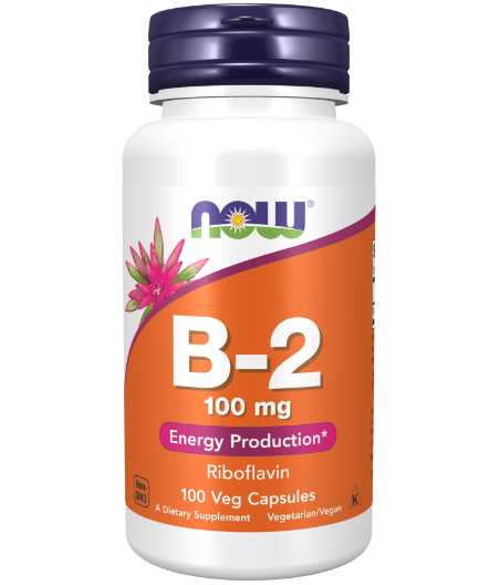 NOW Vitamin B-2 Riboflavin, 100mg - 100 vegan capslit