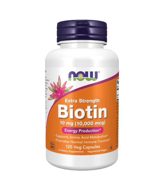 NOW Biotin, 10mg Extra Strength - 120 веган капсул