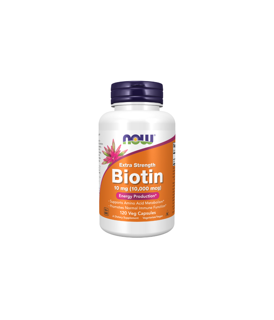 NOW Biotin, 10mg Extra Strength - 120 vegan capsules – low-calorie product from NOW, buy in Bombbar