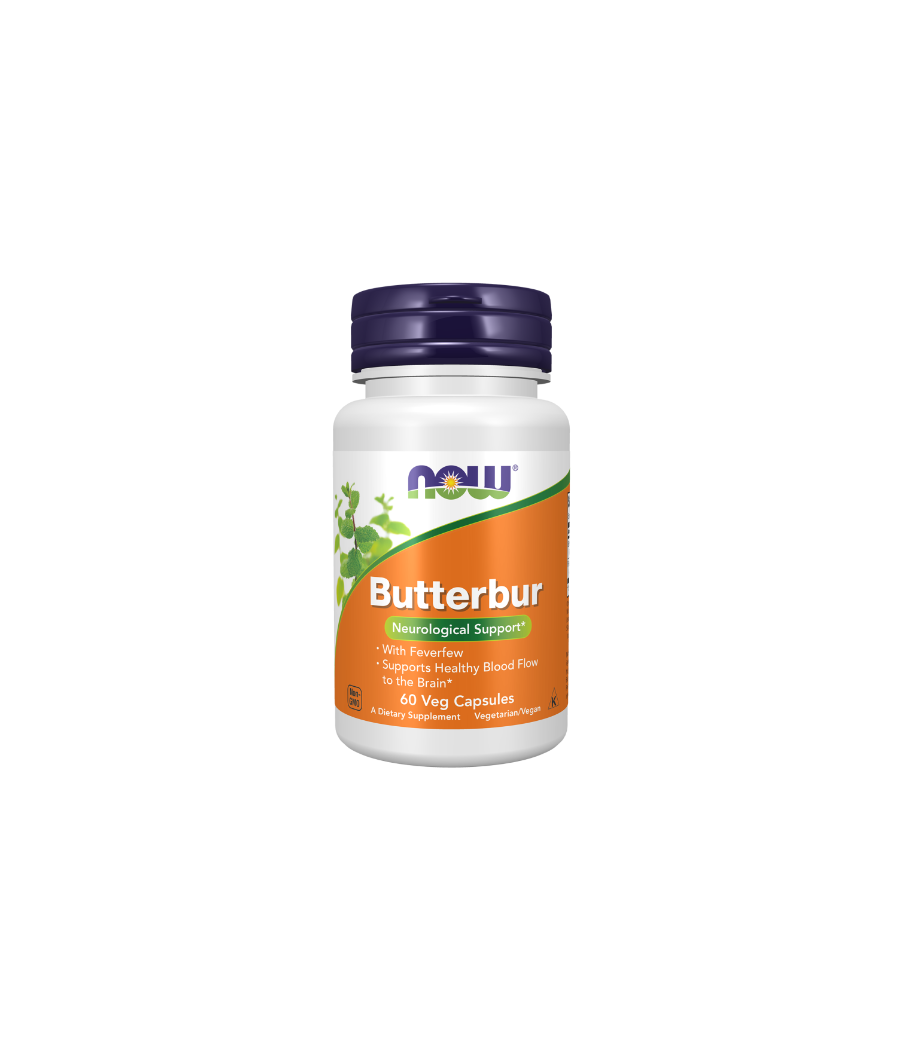 NOW Butterbur - 60 vegan capsules – low-calorie product from NOW, buy in Bombbar