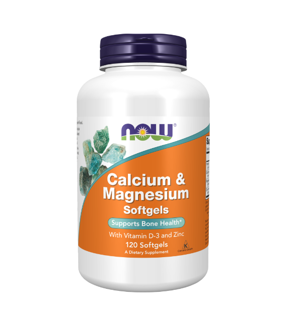 NOW Calcium & Magnesium with Vit D and Zinc - 120 pehmed geelid