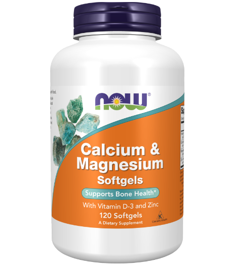 NOW Calcium & Magnesium with Vit D and Zinc - 120 pehmed geelid