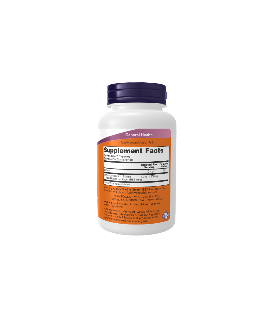 NOW FOODS Kondroitiinsulfaat, 600mg - 120 kapslit – madala kalorsusega toode firmalt NOW, osta Bombbar-ist