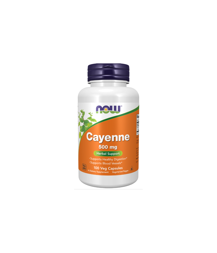 NOW Cayenne, 500mg - 100 vegan capsules – low-calorie product from NOW, buy in Bombbar