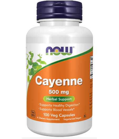 NOW Cayenne, 500mg - 100 веган капсул