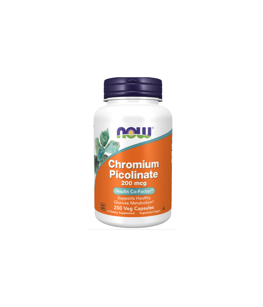 NOW Chromium Picolinate, 200mcg - 250 vegan capsules – low-calorie product from NOW, buy in Bombbar