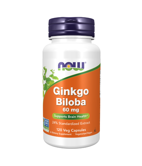 NOW Ginkgo Biloba, 60mg - 120 веган капсул