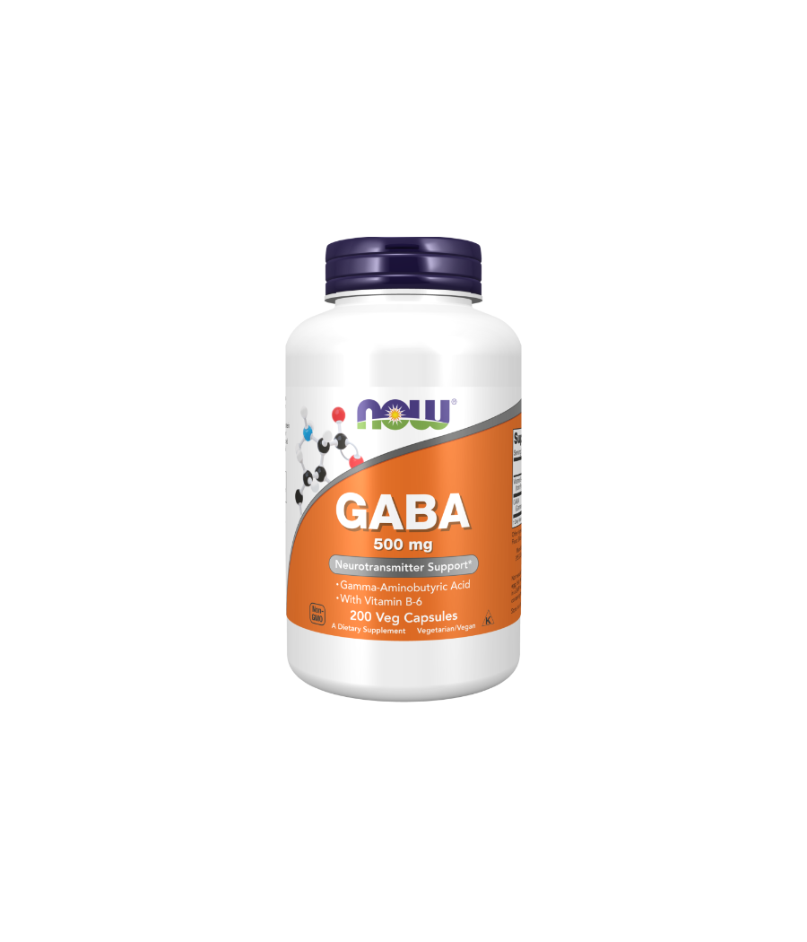 NOW GABA 500mg - 200 vegan capsules – low-calorie product from NOW, buy in Bombbar