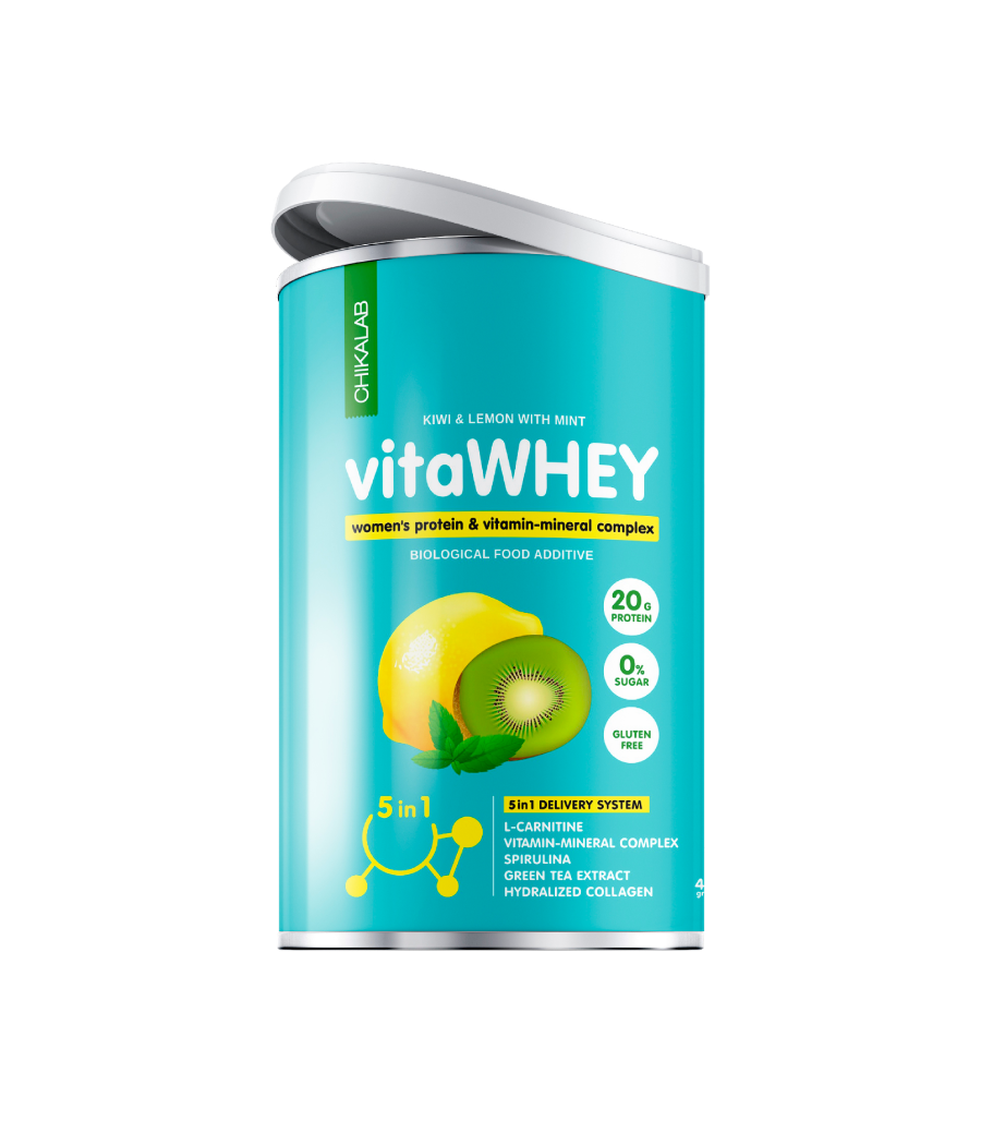 CHIKALAB VitaWhey protein shake vitamin-mineral "Kiwi, lemon, mint", 462g – low-calorie product from Chikalab, buy in Bombbar