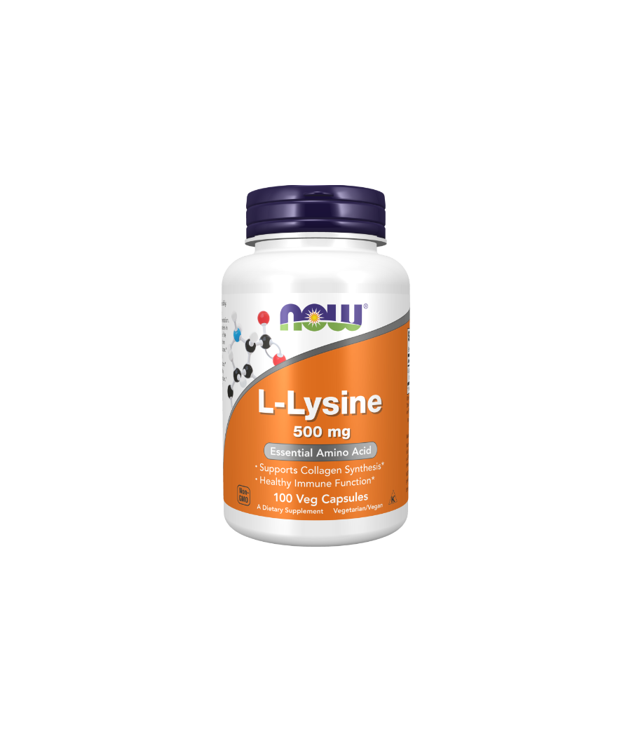 NOW L-Lysine 500mg - 100 vegan capsules – low-calorie product from NOW, buy in Bombbar