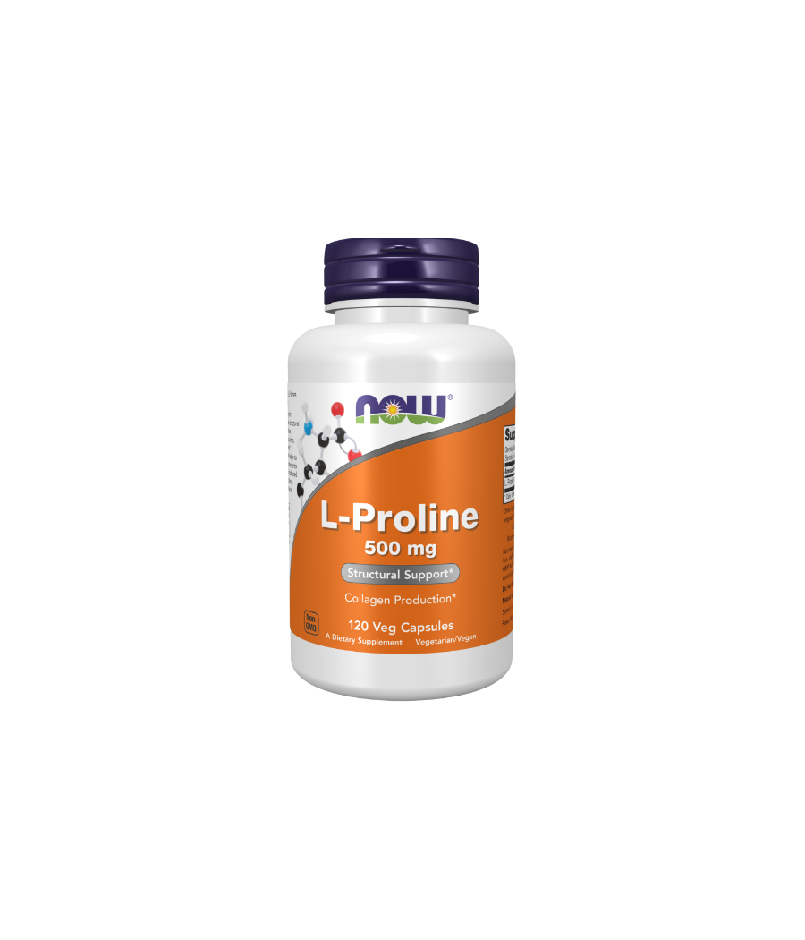 NOW L-Proline 500mg - 120 vegan capsules – low-calorie product from NOW, buy in Bombbar