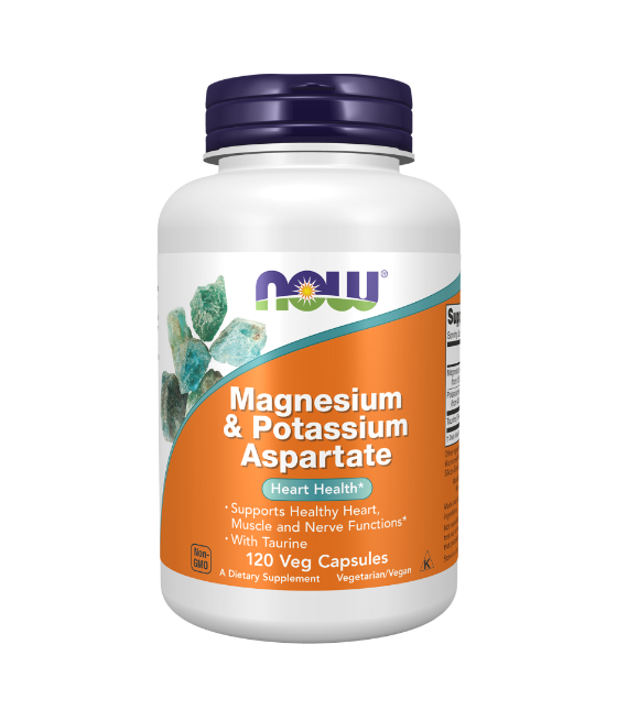 NOW Magnesium & Potassium Aspartate - 120 vegan capsules