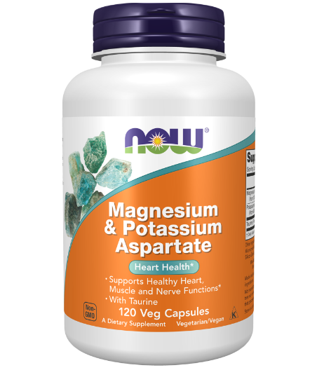 NOW Magnesium & Potassium Aspartate - 120 vegan kapslit