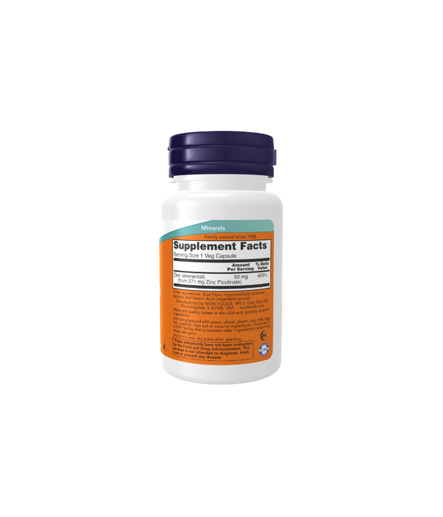 NOW Zinc Picolinate 50mg - 60 veggie capsules – low-calorie product from NOW, buy in Bombbar