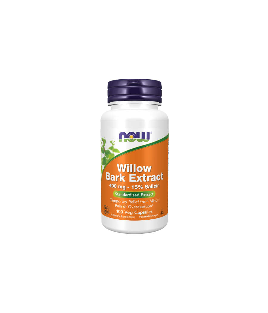 NOW Willow Bark Extract 400 mg -100 vegan capsules – low-calorie product from NOW, buy in Bombbar