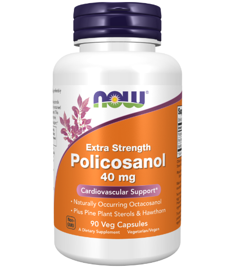 NOW Policosanol Extra Strength 40 mg - 90 vegan capsules