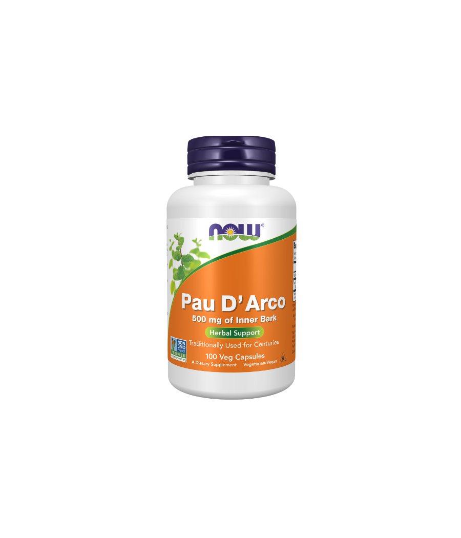 NOW Pau D'Arco 500mg - 100 vegan kapslit – madala kalorsusega toode firmalt NOW, osta Bombbar-ist