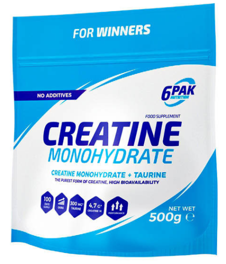 6PAK CREATINE MONOHYDRATE, natural - 500 gram