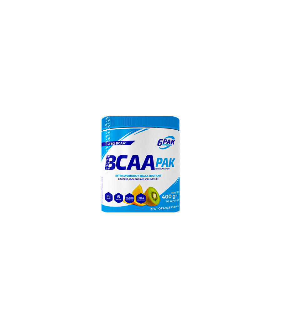 6PAK BCAA PAK, киви - апельсин - 400 грамм – низкокалорийный продукт от 6PAK Nutrition, купить в Bombbar